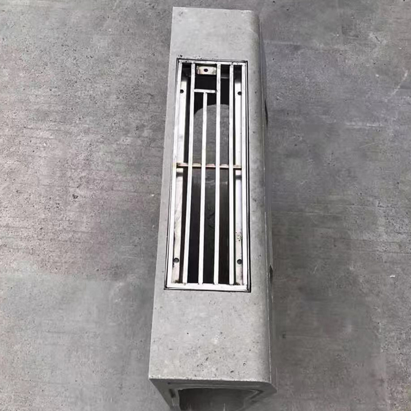 Poço de inspeção de vala de drenagem de pedra de meio-fio, vala de drenagem de meio-fio linear com borda entalhada